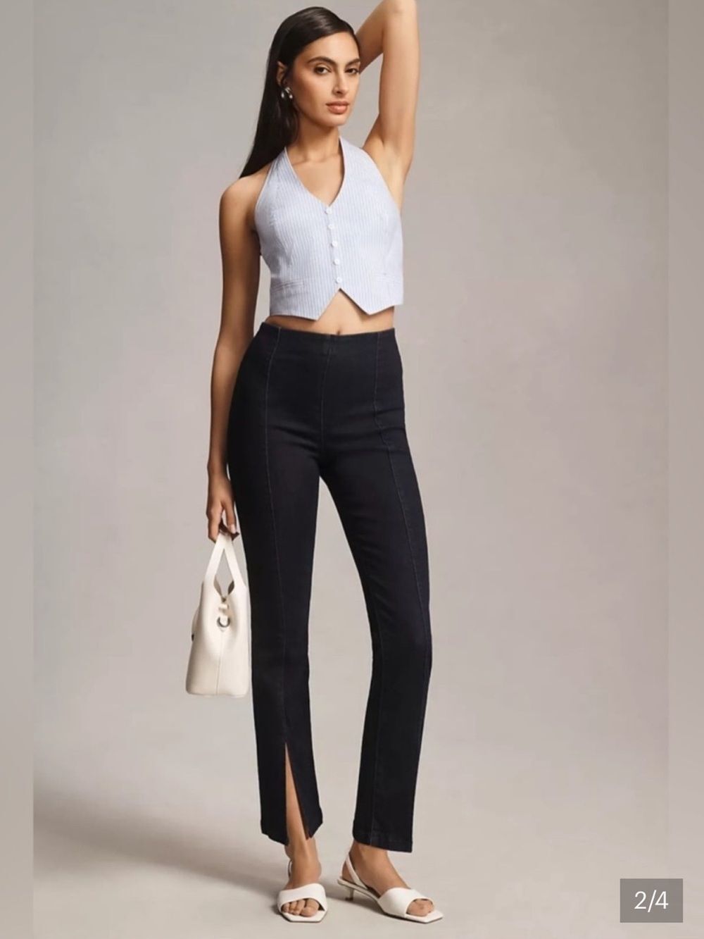 Anthropologie Maeve Slit Front Pull on Pant Black Womens Large